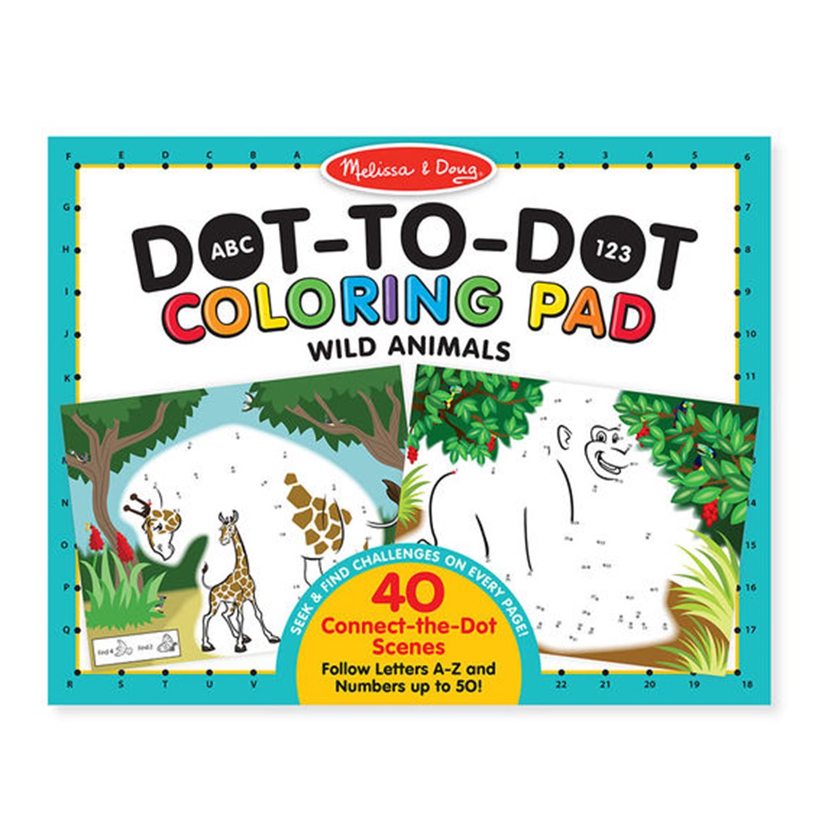Bloc de colorat punct cu punct Animale salbatice - Melissa & Doug