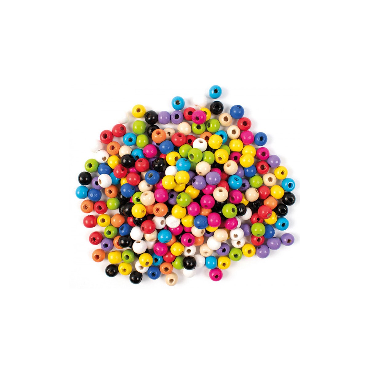 Set 200 margele din lemn colorate rotunde, 10 mm diametru