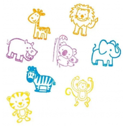 Set de 8 stampile cu animale, tusiera inclusa