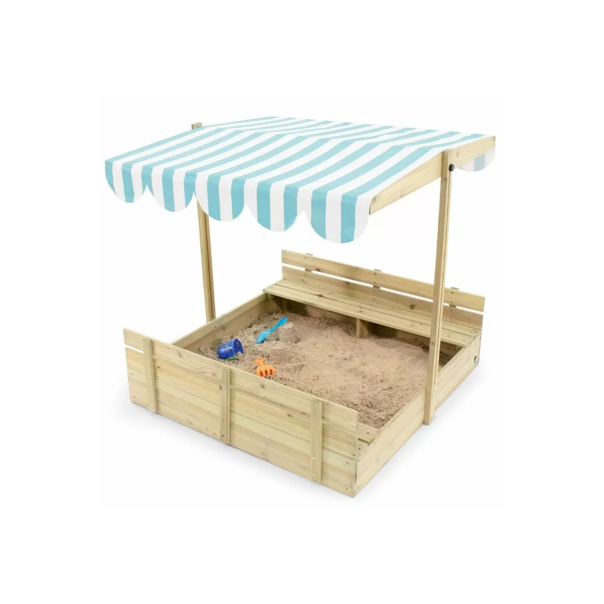 Cutie de nisip cu bancute si parasolar reglabil, Pum 25509 Cutie de nisip cu bancute si parasolar reglabil, Pum 25509