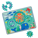 Puzzle educativ din lemn, cu rotite dintate, Oceanul, 8 piese, pentru copii 3 ani+, Melissa&Doug 31003