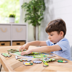 Puzzle din lemn cu rotite dintate pentru invatarea numararii prin joaca Animale vesele