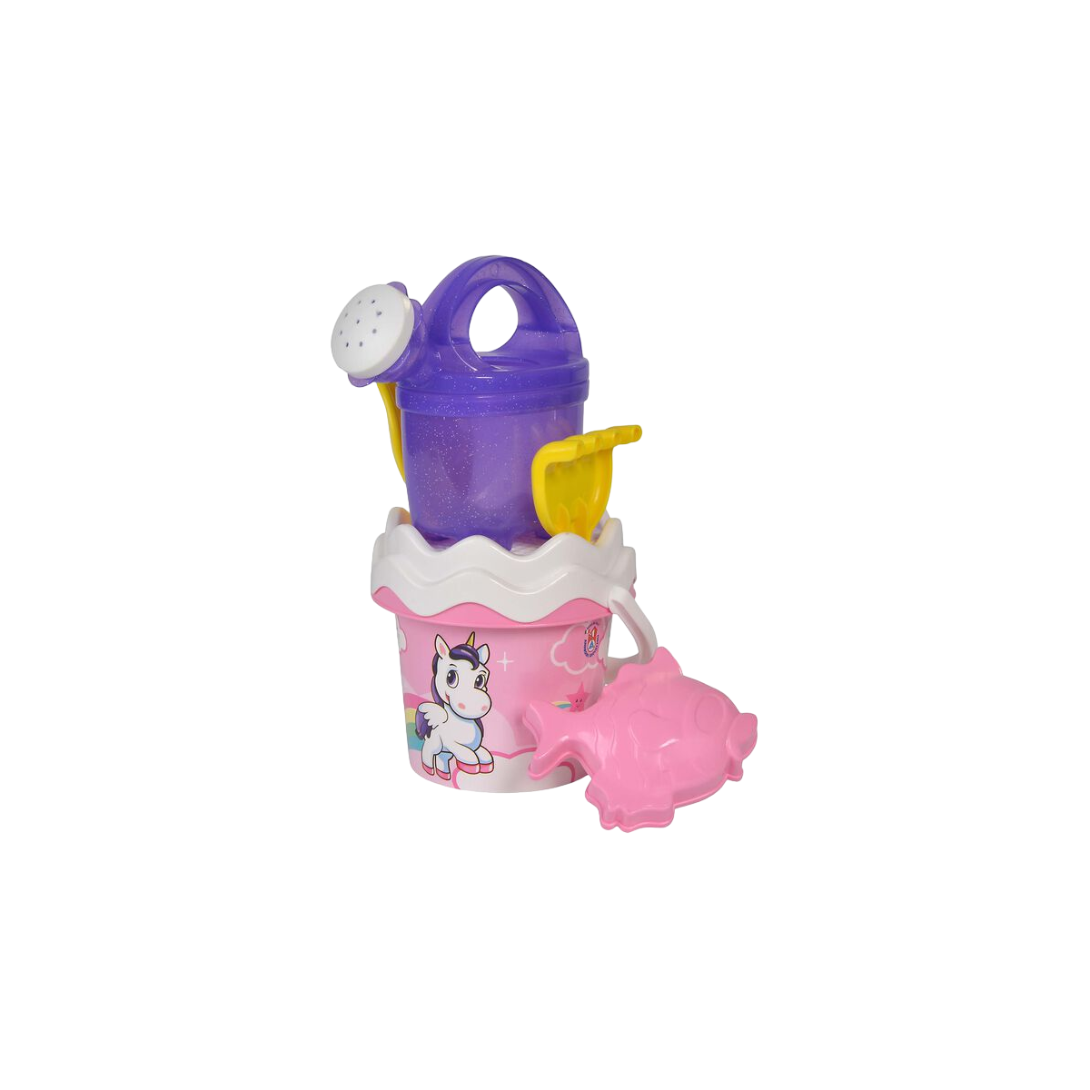 Set jucarii pentru apa si nisip Unicorn, cu galetusa, sita, stropitoare si unelte Set jucarii pentru apa si nisip Unicorn, cu galetusa, sita, stropitoare si unelte