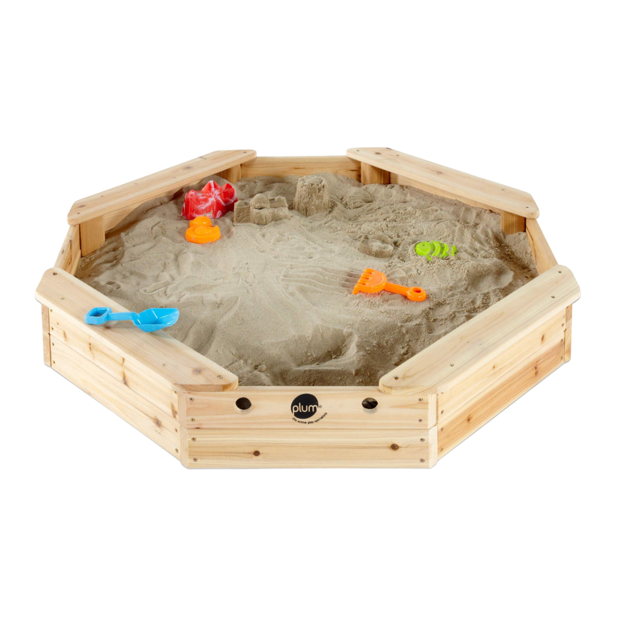 Cutie hexagonala din lemn pentru nisip Treasure Beach 104x104 cm, cu prelata Cutie hexagonala din lemn pentru nisip Treasure Beach 104x104 cm, cu prelata