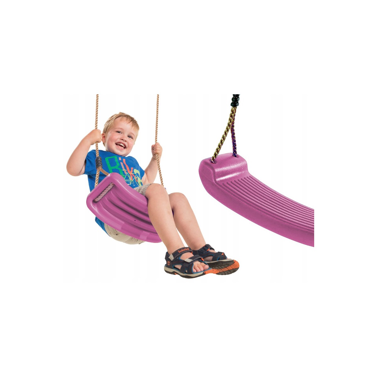 Leagan copii, din plastic HDPE, funie reglabila 1.9-2.4 m, PP, Mov, KBT